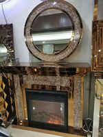 Meubles de salon, cheminée électrique décorative à LED avec miroir en diamant écrasé