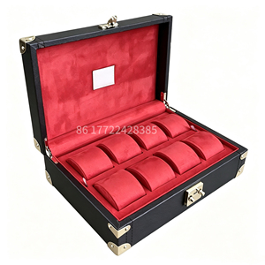 Caja y estuche de almacenamiento de relojes de marca directo de fábrica para hombre, organizador de relojes de lujo con 8 ranuras y logotipo personalizado para relojes de marcas famosas - Product Image 3