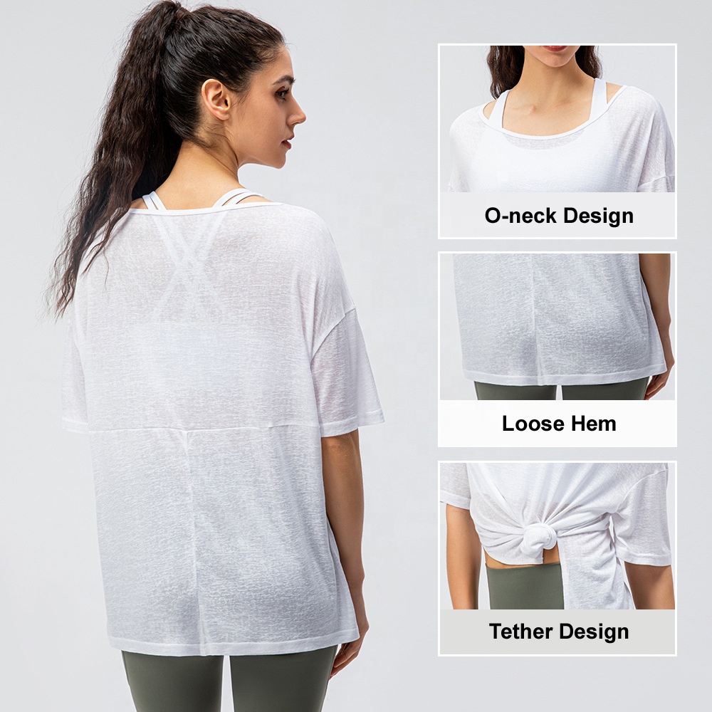 Latest Stylish Wholesale T Shirt Fitness Workout Short Sleeve Plus Size Comfortable Elastic Gym Custom Logo Women Yoga Top