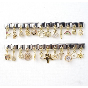 Bracelet Modulable Style Italien Or et Diamants, Série Pendentifs Personnalisables, Chaîne d'Assemblage, Bracelets Breloques Tendance - Product Image 1