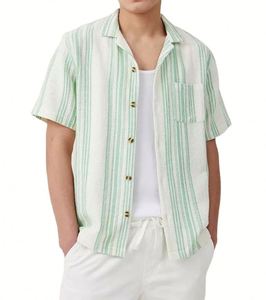 Custom Cotton Fashion Casual Blue Striped Knit <b>Cardigan</b> Men's <b>Short</b> <b>Sleeve</b> Knit T-Shirt - Product Image 1