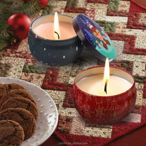 Rectangle Ceramic Christmas <b>Candles</b> Holiday Design <b>Red</b> Blue Containers Handicraft Decorations Factory Aromatherapy Scented - Product Image 1