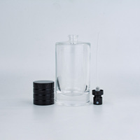 Flacon de parfum cylindrique de luxe en verre à fond lourd, Dubaï, 30, 50, 100 ml, vide, avec pompe pulvérisatrice, diffuseur à bâtonnets, surface transparente, col en verre