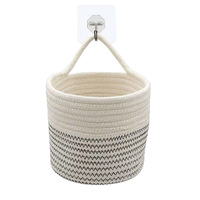 Panier de rangement rond en corde de coton avec crochets, style européen-américain, support mural suspendu pour plantes et pots de fleurs pour chambre à coucher