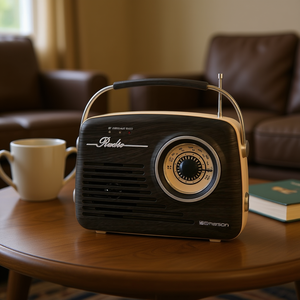 Radio Portátil Retro Emerson, Color Caoba Espresso, Batería Recargable, Radio AM FM - Product Image 2