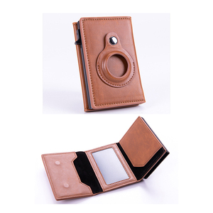 Portefeuille minimaliste anti-RFID en similicuir avec porte-étiquette de suivi anti-perte compact et nouveau design, en aluminium, pour hommes. - Product Image 1
