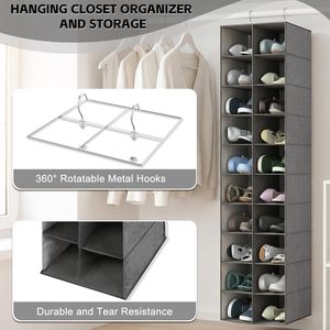 Hanging <b>Shoe</b> Organizer 20 Sections Rectangular Hook Type <b>Storage</b> Shelves For Closet <b>Shoes</b> Space Saving Non Woven - Product Image 4