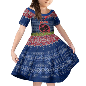 Verano Fiji niños <span class=keywords><strong>Vestido</strong></span> de manga corta fabricantes de ropa impresa <span class=keywords><strong>azul</strong></span> Fijian Tapa patrón encantadores vestidos de fiesta <span class=keywords><strong>para</strong></span> niñas - Product Image 4