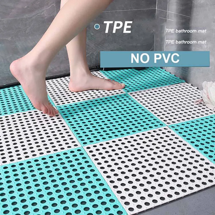 30*30Cm Splice Stuoia Wc Vloer Anti Slip Deur Mat Buiten Getextureerd Oppervlak Ronde Non-Slip Tpe Douche Anti Slip Mat Voor Vloer