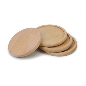 Sous-verre en bois personnalisé pour le bureau, avec logo, en chêne, 4x4, avec motif circulaire - Product Image 1