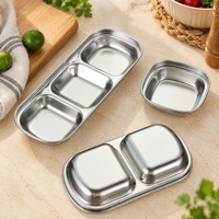 Plateau de service SUS304, plat à sauce de qualité alimentaire, doré/argenté, avec compartiments, pour apéritifs, collations, fêtes, hôtels