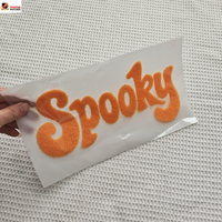 Patchs thermocollants personnalisés en chenille, grandes lettres effrayantes, broderie moelleuse, pour vêtements et t-shirts, vente en gros pour Halloween