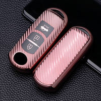 Casing kunci mobil TPU lembut serat karbon penutup aksesori untuk MAZDA Mazda3 Axela ATENZA CX4 CX5 gantungan kunci tas pabrik