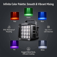 Projecteur de scène extérieur IP65 étanche RGBW LED DMX512 CRI 90 4-en-1 Slim PAR 16 pièces en alliage d'aluminium, dimmable, multi-connecteurs