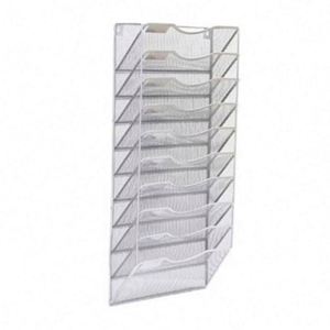Wall Hanging File Organizer <b>Mesh</b> Metal Hanging File Folder Organizer Vertical Mail Organizer Wall Mount Document Magazine Rack - Product Image 3