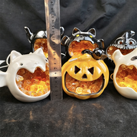 Lampe de table LED en cristal avec fantôme, chauve-souris et citrouille, lumière chaude, ornement de bureau, décoration de festival pour l'intérieur et la maison