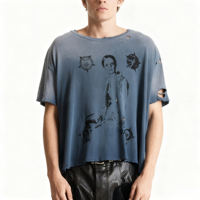 Logo personnalisé grande taille hommes T-shirts cropped Tshirt Washed Vintage Distressed T-shirt Boxy t Shirt pour hommes