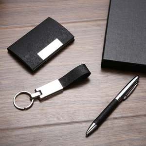Juego de regalo de negocios personalizado: llavero con tarjetero de cuero PU y bolígrafo de metal con logotipo personalizado, perfecto para obsequios corporativos - Product Image 3