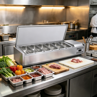 Réfrigérateur commercial à refroidissement direct de 1,5 m pour salades de fruits, table de préparation de pizzas sur comptoir, vitrine de maintien au frais