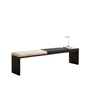 Modern Striped Upholstered <b>Bench</b> With Ash Wood Frame For <b>Entryway</b> Living Room Bedroom Use - Product Image 5