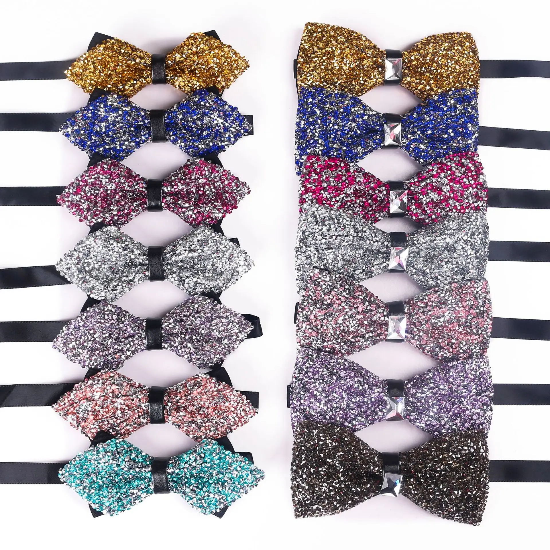 Hot Sale Party Dress Colorful Rhinestone Mens Tuxedo Bow Ties Custom