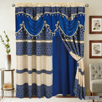 Voilage jacquard double couche à passe-tringe, motif floral, 100 % polyester, occultant et ignifuge pour chambre à coucher (vente en gros)