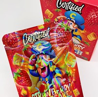 En stock – Sachets holographiques en Mylar de 3,5 g avec boîte, étanches et refermables, pour l'emballage de bonbons à la fraise, aliments pour animaux de compagnie et chewing-gums