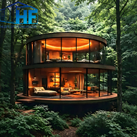 Maison mobile circulaire personnalisée, respirante, à structure en acier moderne, double couche, design extensible, garantie 1 an, pour séjour touristique