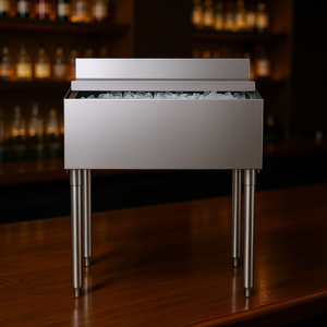 Bac à glace en acier inoxydable 78,4 L avec couvercle coulissant et pieds réglables, chariot réfrigérant pour bar - Product Image 2
