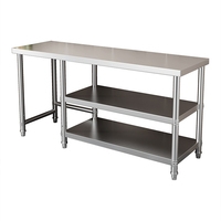 Établi de cuisine en acier inoxydable Table de travail en inox avec base ouverte pour réservoir de gaz Fournitures d'hôtel et de restaurant