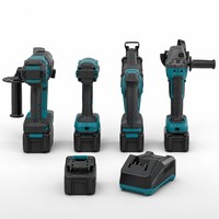 Ensemble d'outils électriques sans fil 20V 4 pièces : perceuse-visseuse, clé à chocs, scie sauteuse, meuleuse d'angle avec batterie au lithium