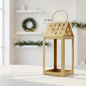 Latest Hot Selling Christmas Tree Cutouts Metal <b>Candle</b> <b>Lantern</b> for Home Tabletop Decoration - Product Image 4
