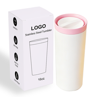 Gobelet isotherme personnalisable en acier inoxydable de 16 oz avec couvercle, bouteille sous vide pour le camping, 12-24 heures