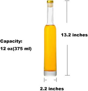 उच्च गुणवत्ता खाली 200ml 375ml 500ml 750ml स्पष्ट 12oz बर्फ शराब कांच की बोतल शराब की बोतल काग डाट के साथ - Product Image 5