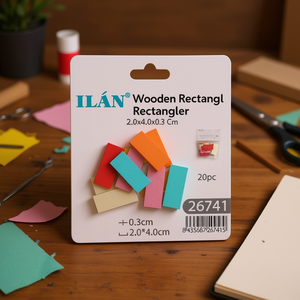 Rettangolo in legno Iln 2,0x4,0x0,3 cm multicolore 20 pz. Forniture per artigianato - Product Image 3