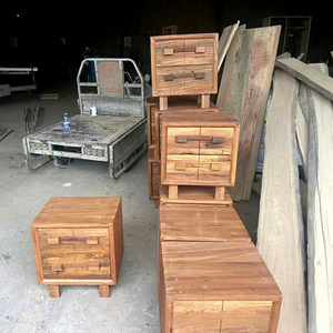 Table de chevet en bois d'orme massif, meuble de rangement en bois massif, style Wabi-Sabi et Nouveau Chinois, meuble de chambre, meuble d'angle bas - Product Image 4