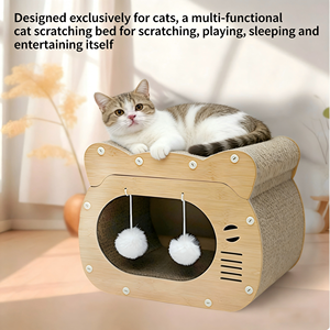 Árbol para Gatos de 1 Nivel con Rascador, Diseño de Dibujos Animados, Papel Corrugado, Fácil de Montar, 40x30x25cm, para Gatos - Product Image 4