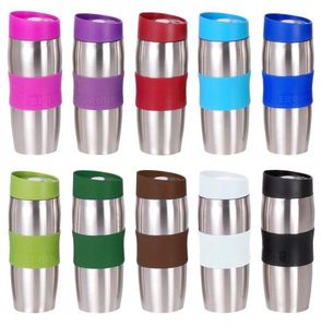 380ml Capacity Insulated Stainless <b>Steel</b> Water <b>Bottles</b> with Silicone Sleeve - Product Image 1