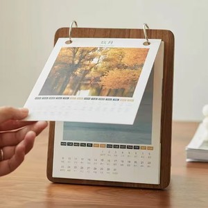 Wooden <b>Calendar</b> Stand Solid Wood Base Desktop Ornament Creative Design For Office Home Use - Product Image 4