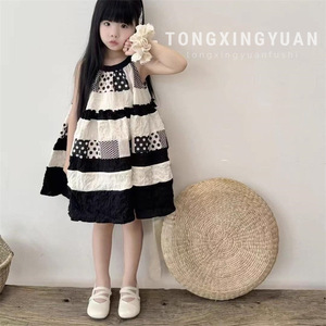 Child Star Circle Toddler Girls Sleeveless Dress Round Neck Breathable Mid Length Forest Theme Embroidered Applique Summer Style - Product Image 1