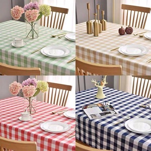 Checkered Fabric <b>Tablecloth</b> Rectangular Polyester Washable Home Use Dust Proof - Product Image 3