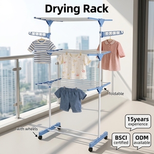 Séchoir à <span class=keywords><strong>linge</strong></span> pliable pour la famille, support de séchage mobile en métal, gain de place, avec roulettes - Product Image 2