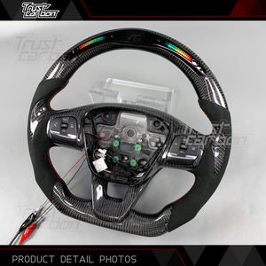 Volant en fibre de carbone LED personnalisé avec poignées en microfibre pour <span class=keywords><strong>Ford</strong></span> Focus MK4 2018-2024, Fusion <span class=keywords><strong>Active</strong></span>, Fiesta, Puma ST, modèles <span class=keywords><strong>Ka</strong></span> - Product Image 3