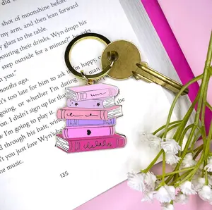 Embrace the Love for Books Gold Plated Hard Enamel Keychain Metal Book Charm Literary Themed Souvenir