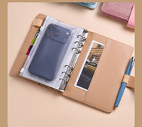 Carnet à anneaux en cuir PU Pebble Macaron, classeur à feuilles mobiles, agenda, organisateur, journal, papeterie personnalisable A6