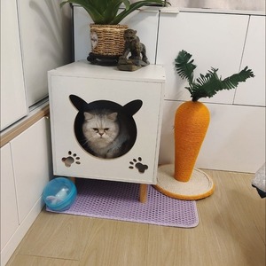 Casa para Gatos Multifuncional de Madera, Mesita de Noche, Refugio para Mascotas Pequeñas, Gabinete de Almacenamiento, Resistente al Desgaste, Mueble de Interior para Todas las Estaciones - Product Image 4