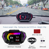 WiiYii P24 HUD OBD2+GPS+Pengukur Kecepatan Kemiringan Layar Head Up Display di Kaca Depan dengan Jam OLED Resolusi 800x480 Pemantauan RPM dan Suhu Oli