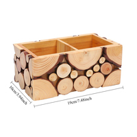 Set Vas Kayu Solid untuk Dekorasi DIY, Alas Pot Bunga dari Potongan Kayu Solid, Grosir