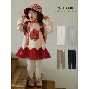 YOEHYAUL C3716 Leggings per Bambine e Ragazze, 92% Cotone 8% Spandex, Tinta Unita, Casual Primaverile - Product Image 1