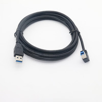 Kabel Cetak Persegi USB 3.0 Kecepatan Tinggi 0.3m Hitam PVC Terjalin untuk Transmisi Data